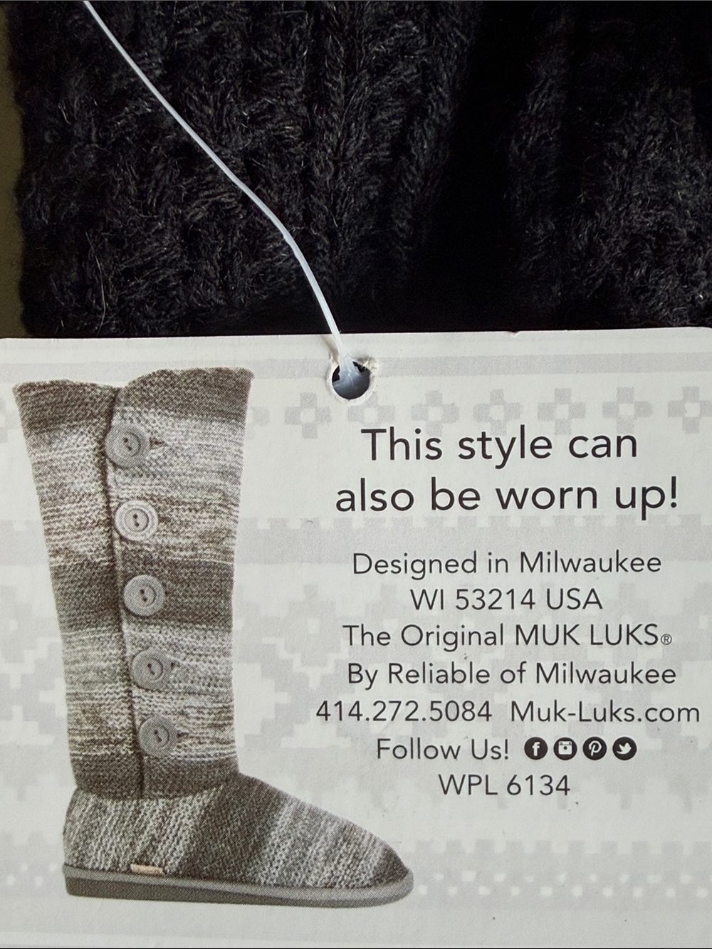 🆕 MUK LUKS À La Mode Sweater Boots Women’s Size 9 Black Knit High Slipper Boot - Picture 11 of 13